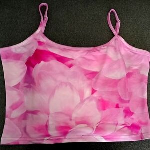 Pink Floral Cropped Tank